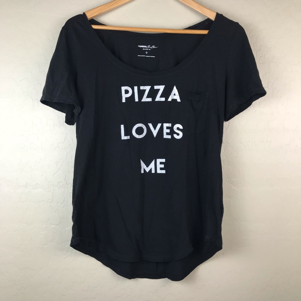 Express relaxed t shirt pizza loves me small